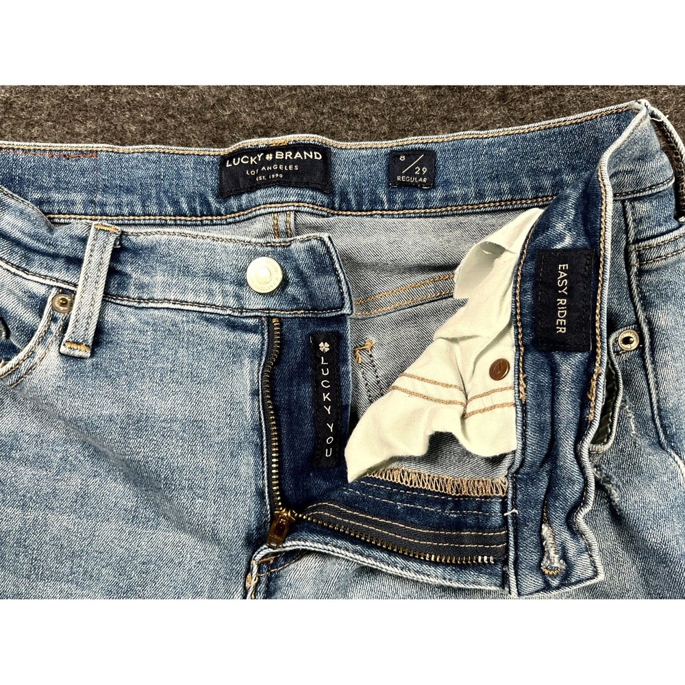 Lucky Brand Los Angeles Easy Rider Jeans Womens 8/29 Blue Denim Distressed - Picture 6 of 10